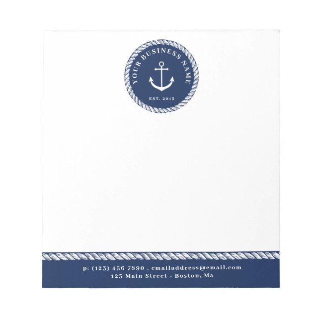Bloc-note Ancre et corde bleu marine (Devant)