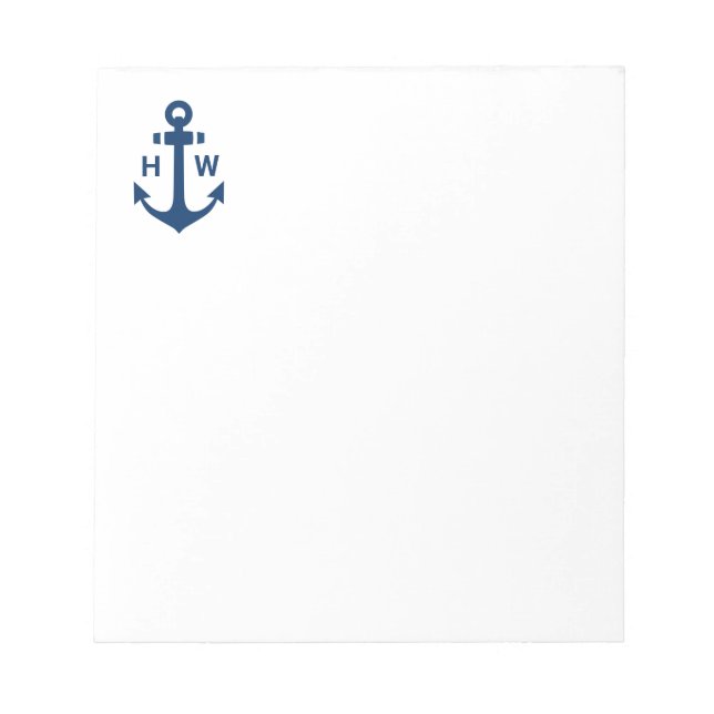 Bloc-note Ancre nautique Monogramme Marine (Devant)