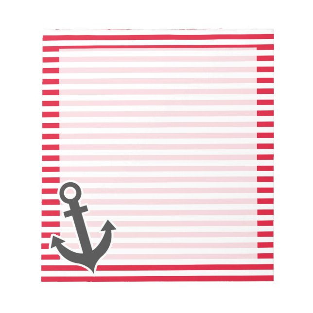 Bloc-note Ancre Nautique; Rayures rouges Cadmium; Rayures (Devant)