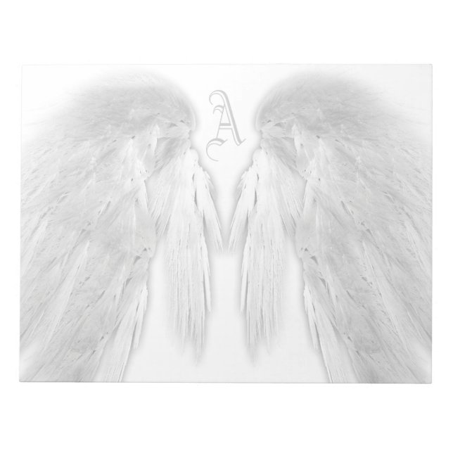 Bloc-note ANGEL WINGS Blanc Personnalisé Monogramme (Devant)