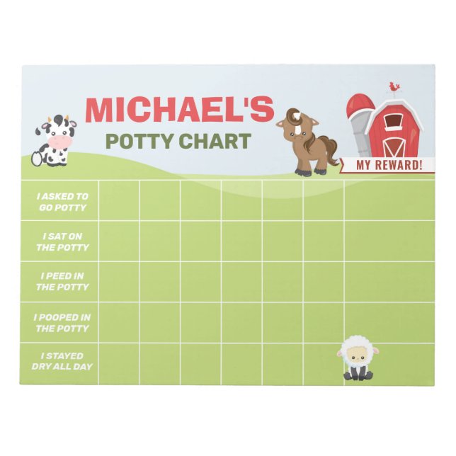 Bloc-note Animaux de ferme Potty Chart Nom et tâches personn (Devant)