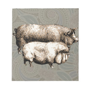 Bloc-note Antique Pigs Vintage piggy drawing