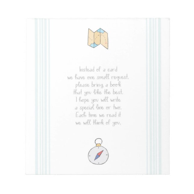 Bloc-note Apportez un livre Invitation card Adventure Baby s (Devant)