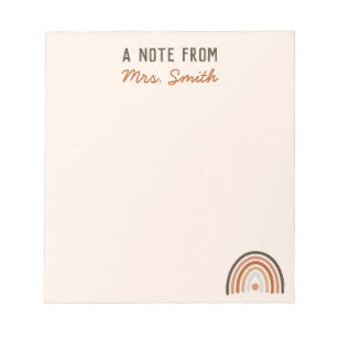 Bloc-note Appréciation de l'enseignant Boho Rainbow Apple