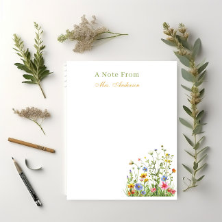 Bloc-note Appréciation de l'enseignant Floral Botanical Cust