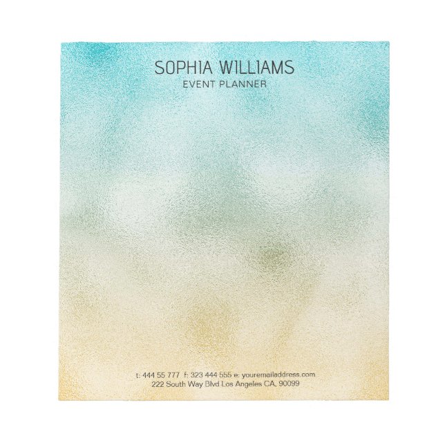 Bloc-note Aqua and Gold Ombre Foil (Devant)