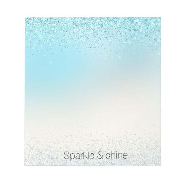 Bloc-note Aqua Blue Ombre Glitzy Sparkle Parties scintillant (Devant)