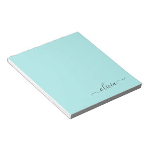 Bloc-note Aqua Blue Turquoise Moderne Script Girl Monogramme