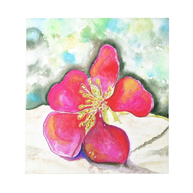 Bloc-note Aquarelle à fleurs rose mystère (Devant)