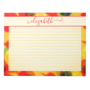 Bloc-note Aquarelle Abstraite rouge et jaune néon