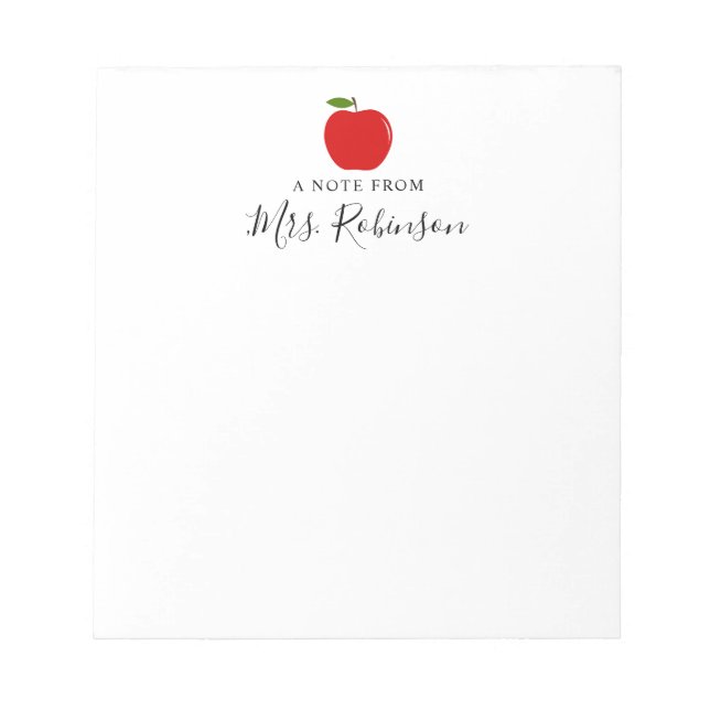 Bloc-note Aquarelle Apple Une note de l'enseignant (Devant)