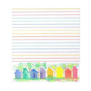 Bloc-note Aquarelle Arc-en-ciel Maisons de cottage Linked