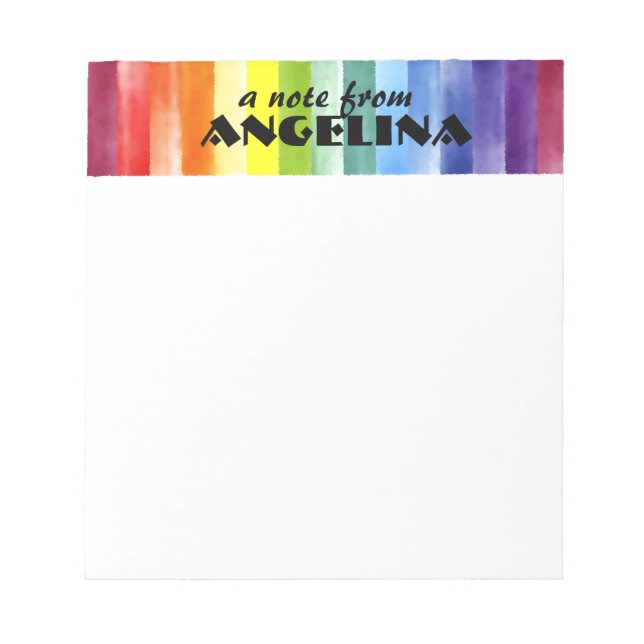 Bloc-note Aquarelle arc-en-ciel splash lettre blanche (Devant)