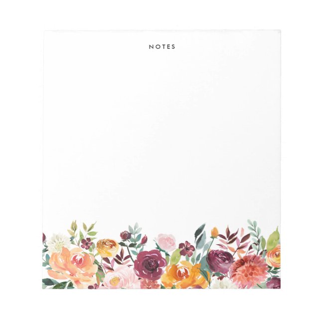 Bloc-note Aquarelle Autonomes Blooms Automne Personnalisé (Devant)
