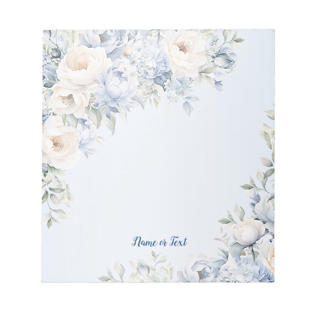 Bloc-note Aquarelle bleu Dusty Fleurs d'ivoire Feuille Rusti (Devant)