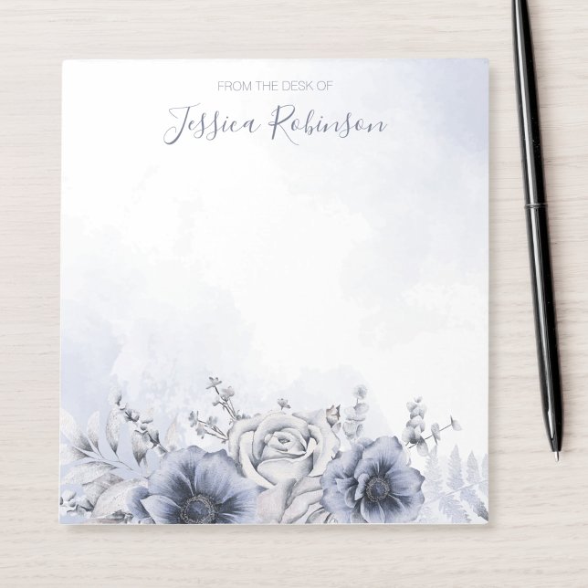 Bloc-note Aquarelle bleu floral personnalisé (Créateur téléchargé)