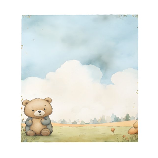 Bloc-note Aquarelle bleu mou Ours en tourbe (Devant)
