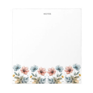 Bloc-note Aquarelle bleue et rouge fleurit fleuri