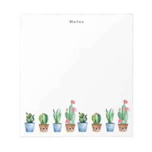 Bloc-note Aquarelle Boho Poted Cactus & Succulents Personnal