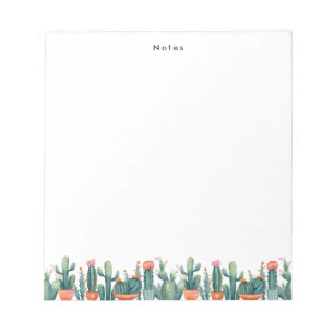 Bloc-note Aquarelle Boho Poted Cactus & Succulents Personnal
