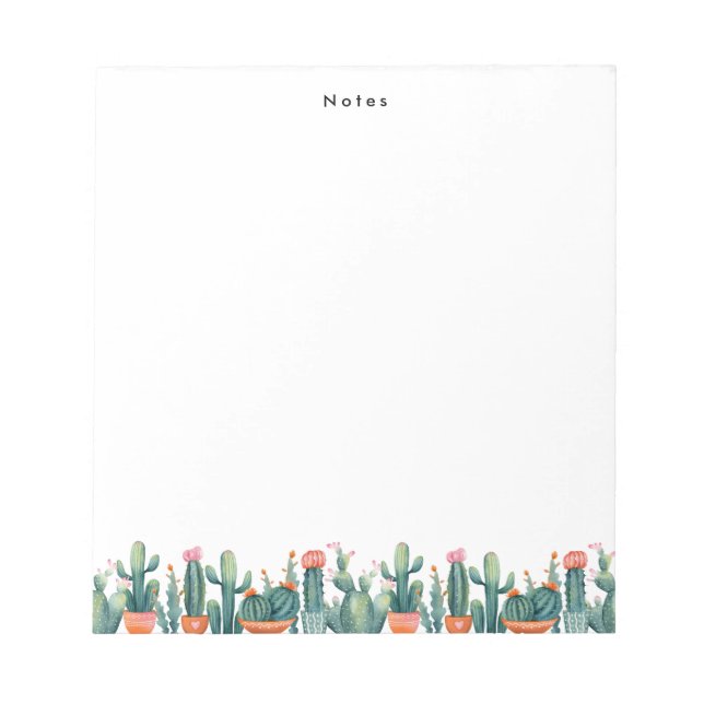 Bloc-note Aquarelle Boho Poted Cactus & Succulents Personnal (Devant)