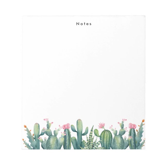 Bloc-note Aquarelle Boho Poted Cactus & Succulents Personnal (Devant)