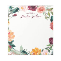 Aquarelle Bourgogne Fleur personnalisée Papier