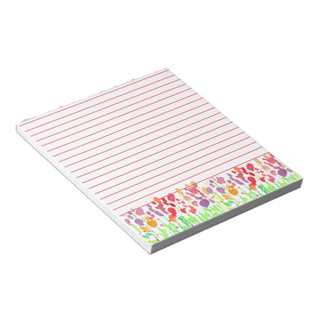 Bloc-note Aquarelle brillante Fleur sauvage rouge (Incliné)