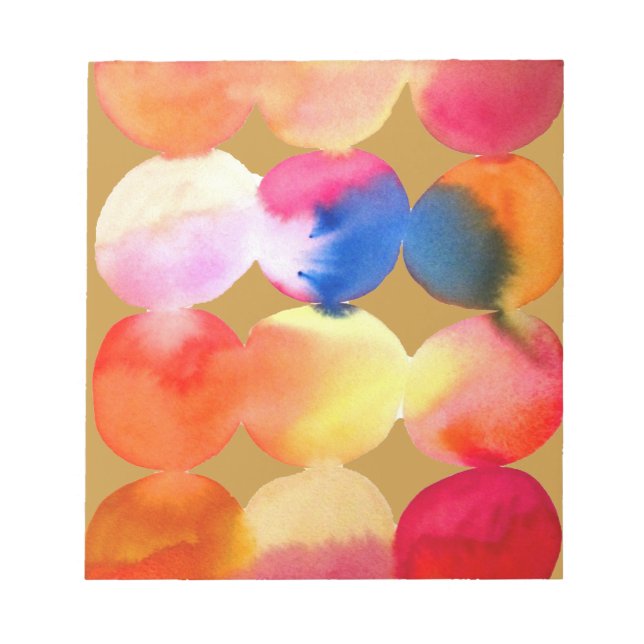 Bloc-note Aquarelle cercle motif art abstrait couleur chaude (Devant)