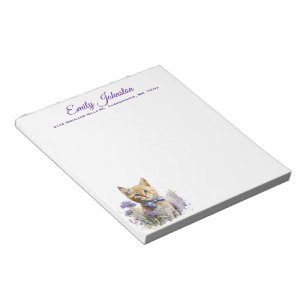 Bloc-note Aquarelle Chat en Fleurs Papier à lettres personna