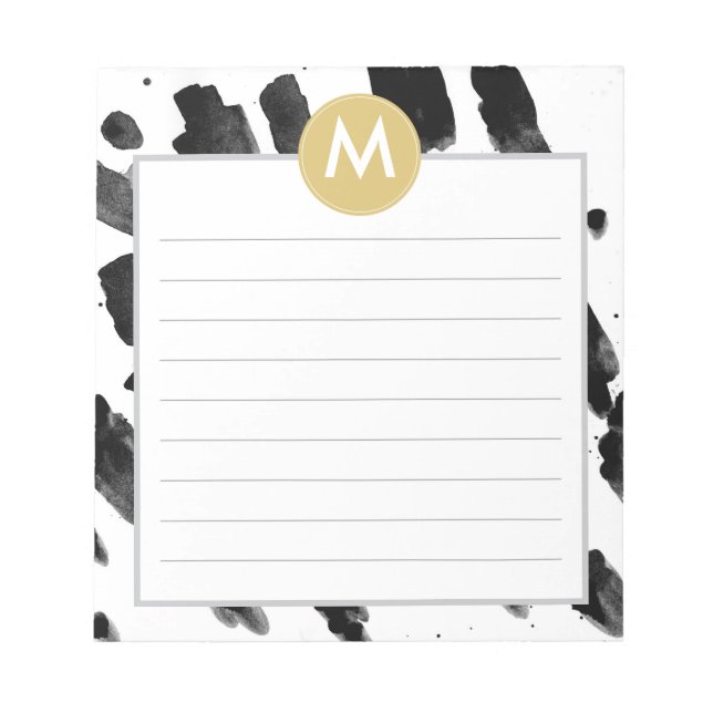 Bloc-note Aquarelle chic et monogramme or (Devant)