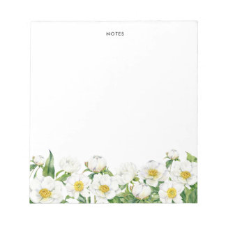 Bloc-note Aquarelle chic Fleurs de printemps blanc personnal