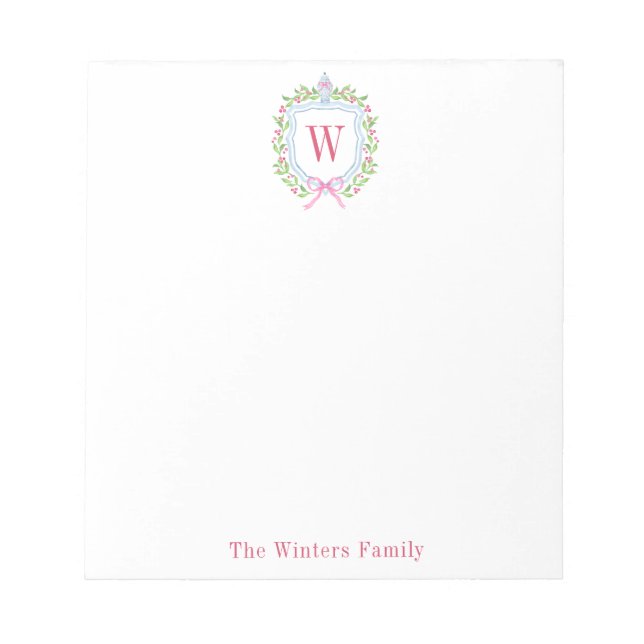 Bloc-note Aquarelle Chinoiserie Ginger Jar Monogram Crest (Devant)