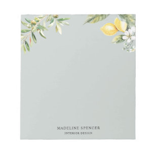 Bloc-note Aquarelle Citrons et olives Vert Sage