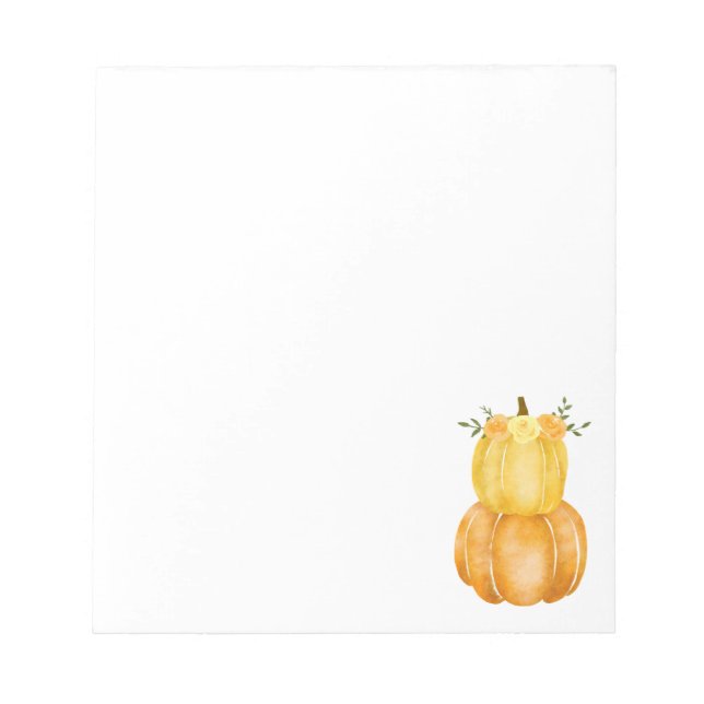 Bloc-note Aquarelle Citrouille Jaune Floral Roses (Devant)