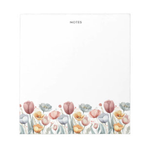 Bloc-note Aquarelle colorée mignonne Printemps fleurit Flora