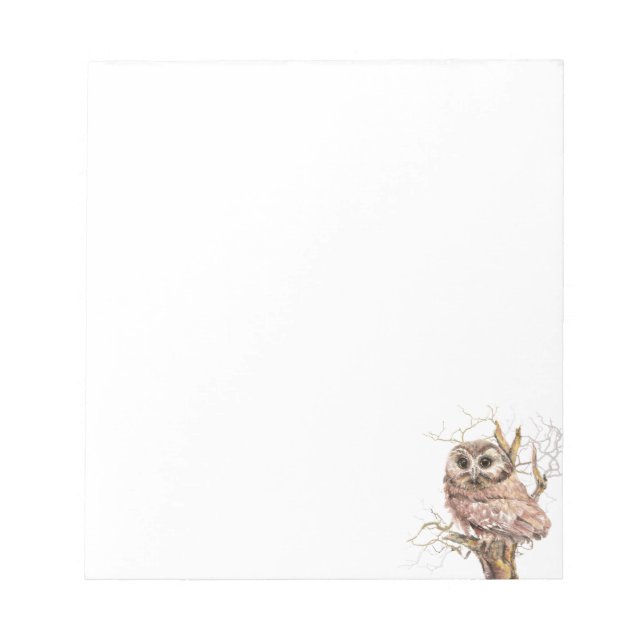 Bloc-note Aquarelle Cute Saw Whet Owen, Bird (Devant)