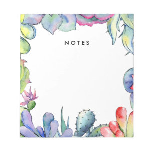 Bloc-note Aquarelle de cactus succulent