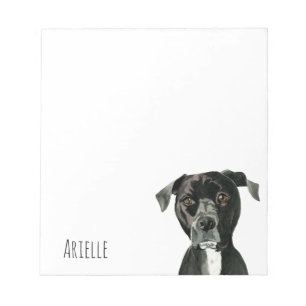 Bloc-note Aquarelle de chien taureau Pit   Ajouter Votre Nom