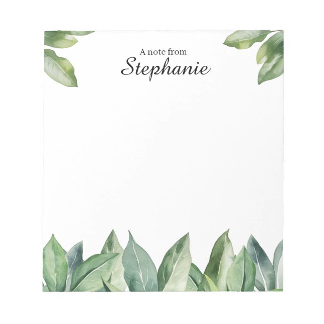 Bloc-note Aquarelle de feuillage personnalisée (Devant)