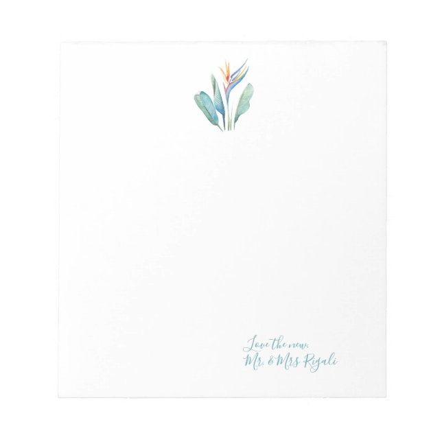 Bloc-note Aquarelle de Merci de Mariage de fleurs tropicales (Devant)