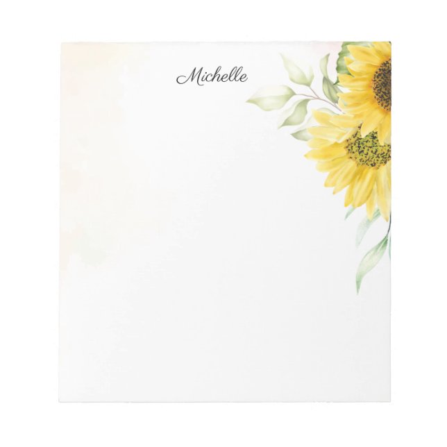 Bloc-note Aquarelle de tournesol jaune personnalisée (Devant)