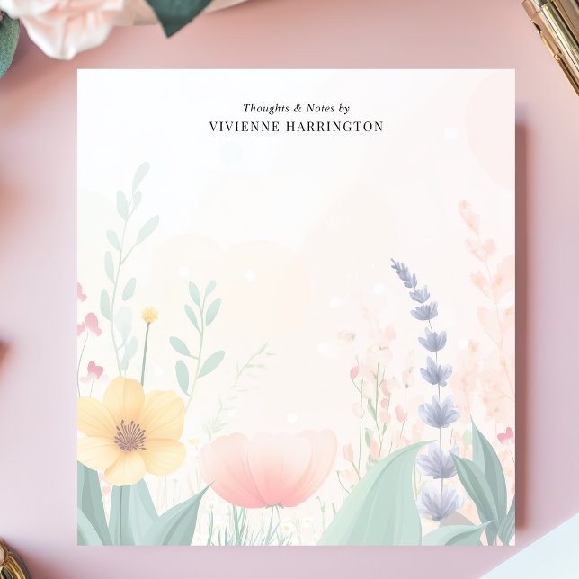 Bloc-note Aquarelle fleur sauvage Pastel Personnalisé (Créateur téléchargé)