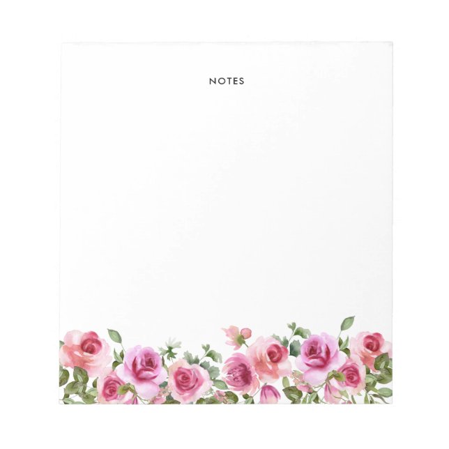 Bloc-note Aquarelle Fleurs Roses roses chaudes Note personna (Devant)