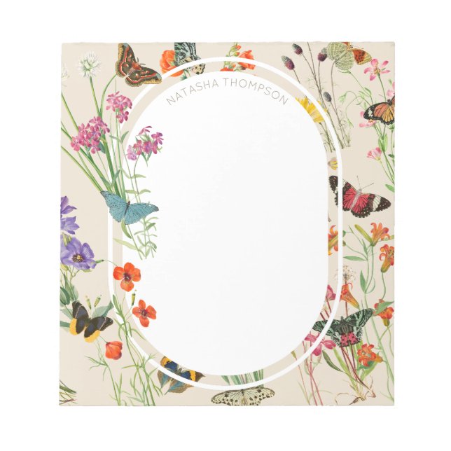 Bloc-note Aquarelle Fleurs sauvages & papillons Jardin Flora (Devant)