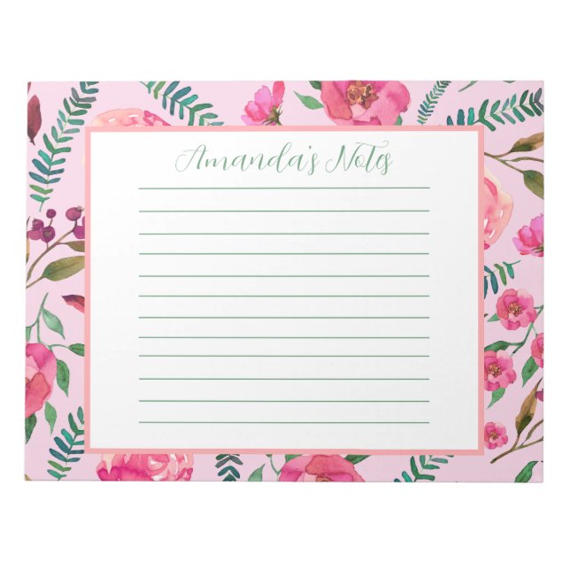 Bloc-note Aquarelle Floral (Devant)