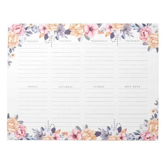 Bloc-note Aquarelle florale de la fille du planificateur heb (Devant)