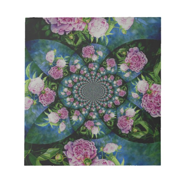 Bloc-note Aquarelle florale de pivoine rose blanc (Devant)