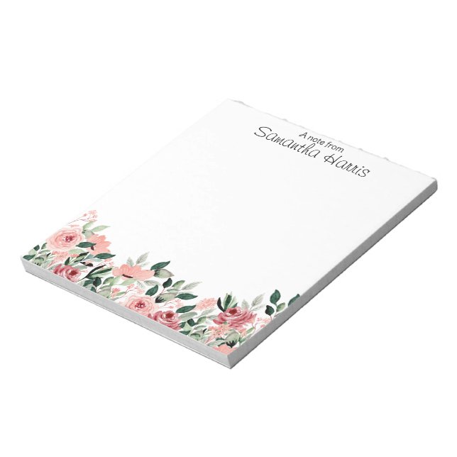 Bloc-note Aquarelle florale Fleurs sauvages Nom personnalisé (Tourné)