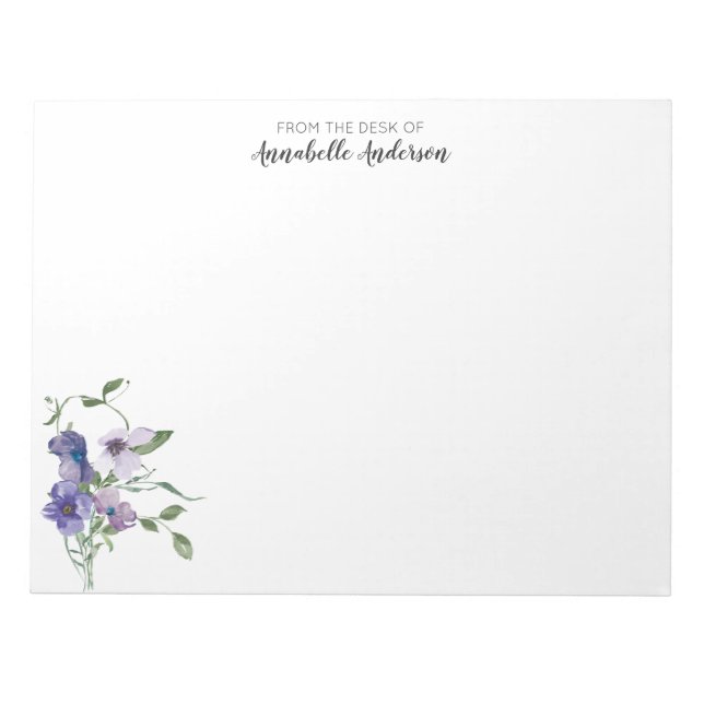 Bloc-note Aquarelle florale moderne et moderne violet (Devant)